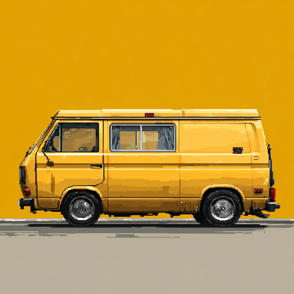 Ilustración de un vehículo amarillo de transporte