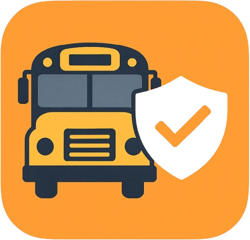 Ícono de Eunomi Escolar con un bus protegido por un escudo